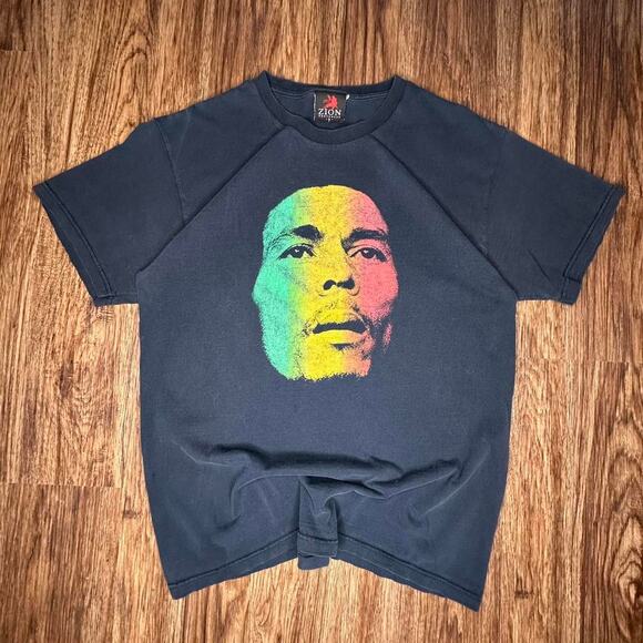 Vintage 2004 Zion Rootswear Bob Marley Redemption Portrait Black T-shirt Size L - Picture 1 of 7